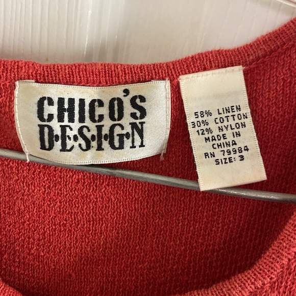 Red silk Chicos set with shell buttons - size 2 - Picture 3 of 15